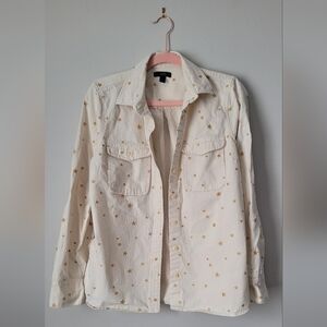 J. Crew Cream Top with Gold Stars